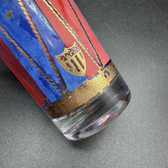 Georges Briard Glasses Gold Barware Tall Highball Patriotic Red Blue MCM Eagle - Picture 8 of 15